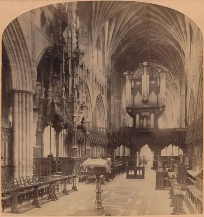 Framed Print : Interior of Exeter Cathedral, England, 1900. Creator: Underwood & Underwood Framed Print : Interior of Exeter Cathedral, England, 1900. Creator: Underwood & Underwood