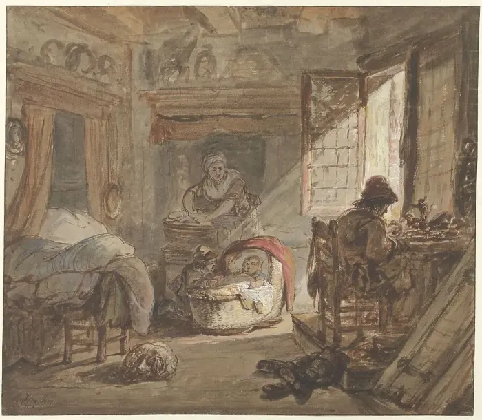 Framed Print : Interior with family, 1763-1826. Creator: Abraham van Strij Framed Print : Interior with family, 1763-1826. Creator: Abraham van Strij