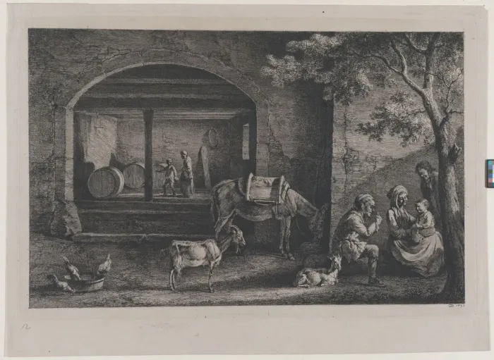 Framed Print : Interior of a Farm at Saint-Jean-de-Touslas, 1793. Creator: Jean-Jacques de Boissieu Framed Print : Interior of a Farm at Saint-Jean-de-Touslas, 1793. Creator: Jean-Jacques de Boissieu