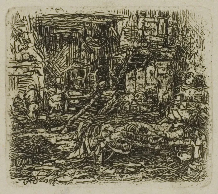 Framed Print : Interior of a Farmhouse, 1843. Creator: Rodolphe Bresdin Framed Print : Interior of a Farmhouse, 1843. Creator: Rodolphe Bresdin