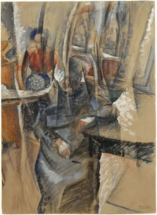 Framed Print : Interior with two female figures