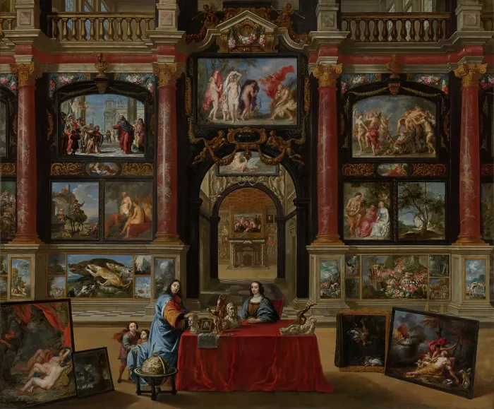 Framed Print : Interior with Figures in a Picture Gallery, 1672. Creator: Gonzales Cockes Framed Print : Interior with Figures in a Picture Gallery, 1672. Creator: Gonzales Cockes