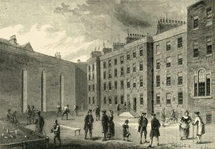 Framed Print : Interior of the Fleet Prison - The Racket-Court, (c1872). Creator: Unknown Framed Print : Interior of the Fleet Prison - The Racket-Court, (c1872). Creator: Unknown