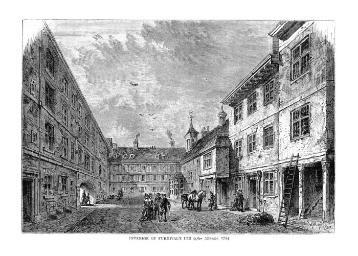 Framed Print : Interior of Furnivals Inn. 1754 Framed Print : Interior of Furnivals Inn. 1754