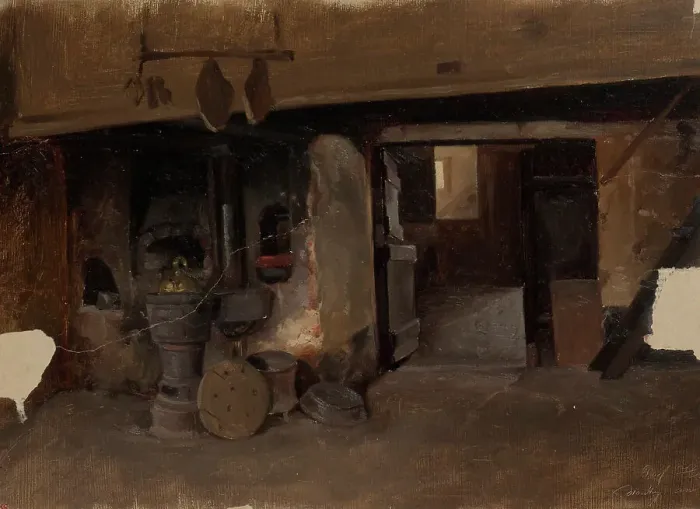 Framed Print : Interior of a German farmhouse, 1850-1855. Creator: Karl Anders Ekman Framed Print : Interior of a German farmhouse, 1850-1855. Creator: Karl Anders Ekman