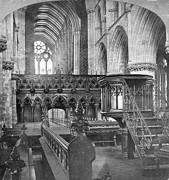 Interior of Glasgow Cathedral, Scotland, late 19th century. Artist: Underwood & Underwood
