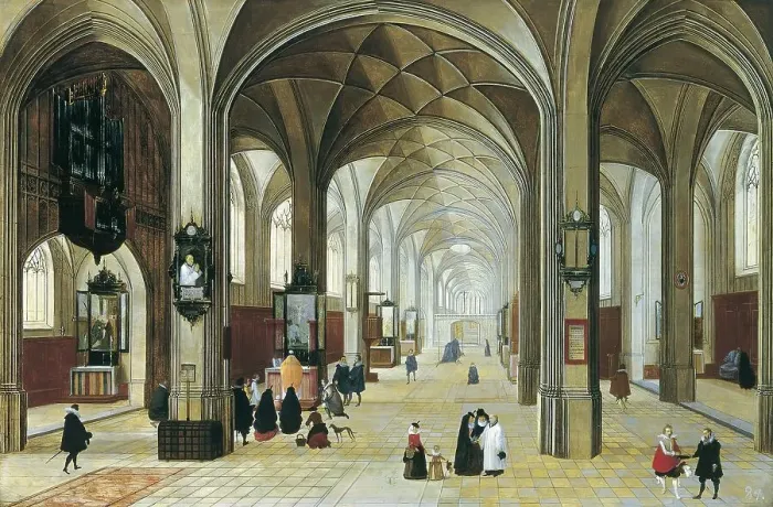 Framed Print : Interior of a Gothic Church, 1615. Creator: Peeter Neeffs the Elder Framed Print : Interior of a Gothic Church, 1615. Creator: Peeter Neeffs the Elder
