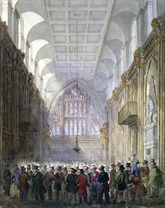 Framed Print : Interior of the Guildhall, City of London, 1838. Artist Framed Print : Interior of the Guildhall, City of London, 1838. Artist
