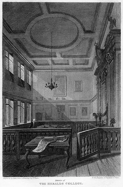 Interior of the Heralds College, London, 1815. Artist: Lewis