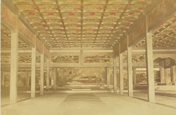 Framed Print : Interior of Hongwanji Temple, Kyoto. The Cathedral of the Shinshu Sect. 1897. Creator: Ogawa Kazumasa Framed Print : Interior of Hongwanji Temple, Kyoto. The Cathedral of the Shinshu Sect. 1897. Creator: Ogawa Kazumasa