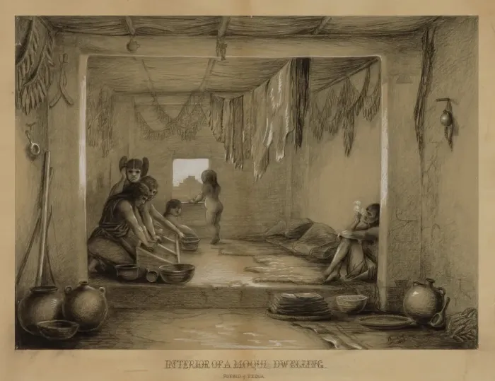 Framed Print : Interior of a Hopi Dwelling, late 19th-early 20th century. Creator: William H. Jackson Framed Print : Interior of a Hopi Dwelling, late 19th-early 20th century. Creator: William H. Jackson