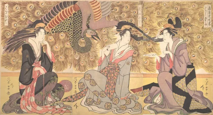 Framed Print : Interior of the House called Ogiya, ca. 1800. Creator: Chokosai Eisho Framed Print : Interior of the House called Ogiya, ca. 1800. Creator: Chokosai Eisho