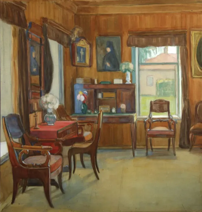 Framed Print : Interior in the House in Chegodayevo Village, 1900s. Artist: Korovina, Olga Nikolayevna (active 1900s) Framed Print : Interior in the House in Chegodayevo Village, 1900s. Artist: Korovina, Olga Nikolayevna (active 1900s)