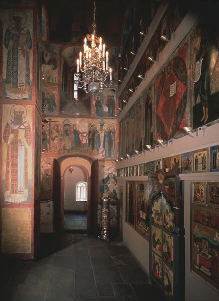 Interior with the iconostasis in the Saint Robe Church in the Moscow Kremlin, 1627. Artist: Old Russian Architecture