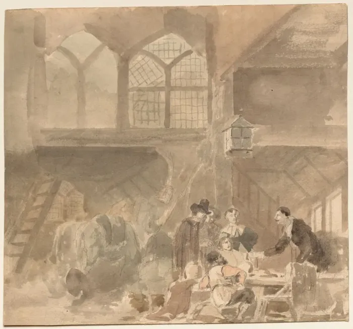Framed Print : Interior of an Inn, 1800s. Creator: Anonymous Framed Print : Interior of an Inn, 1800s. Creator: Anonymous