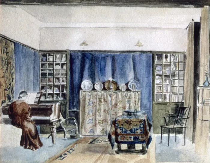 Framed Print : Interior of Kelmscott Manor, Oxfordshire, late 19th century. Artist: William Morris