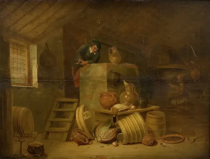 Framed Print : Interior of a Kitchen, 1622-1681. Creator: Cornelis Saftleven Framed Print : Interior of a Kitchen, 1622-1681. Creator: Cornelis Saftleven