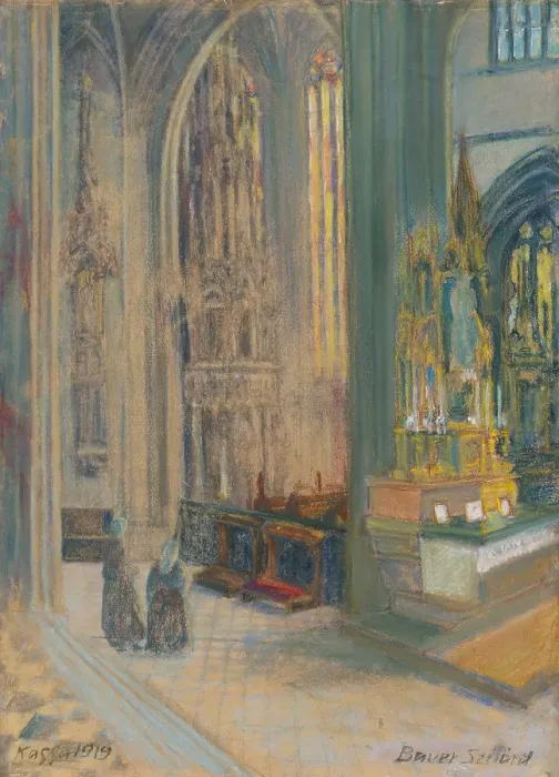 Framed Print : Interior of the Kosice cathedral, 1919. Creator: Konstantin Bauer Framed Print : Interior of the Kosice cathedral, 1919. Creator: Konstantin Bauer