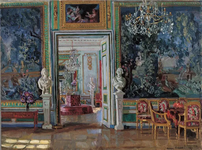 Framed Print : Interior in the Kuskovo Palace, 1917. Artist: Zhukovsky, Stanislav Yulianovich (1873-1944) Framed Print : Interior in the Kuskovo Palace, 1917. Artist: Zhukovsky, Stanislav Yulianovich (1873-1944)