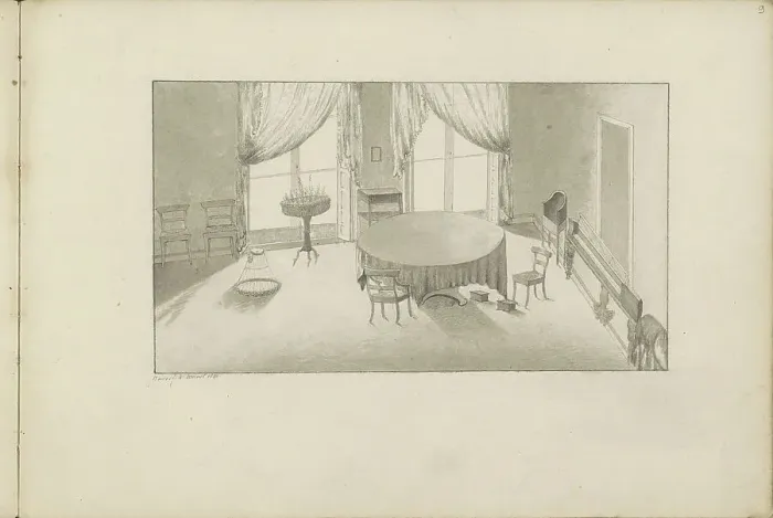 Framed Print : Interior of a living room in Amersfoort, 1840. Creator: Anon Framed Print : Interior of a living room in Amersfoort, 1840. Creator: Anon