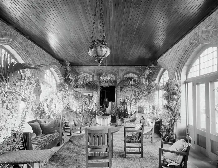 Framed Print : Interior of the loggia, country home of W.E.S. Griswold, Lenox, Mass. c.between 1910 and 1920. Creator: Unknown Framed Print : Interior of the loggia, country home of W.E.S. Griswold, Lenox, Mass. c.between 1910 and 1920. Creator: Unknown