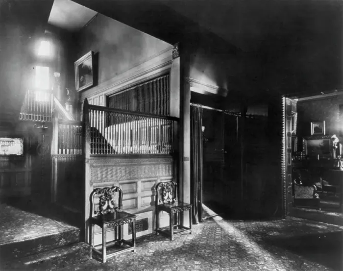Framed Print : Interior of the Lucius Tuckerman house, 1600 I St. N.W. Washington, D.C. between 1890 and 1950. Creator: Frances Benjamin Johnston Framed Print : Interior of the Lucius Tuckerman house, 1600 I St. N.W. Washington, D.C. between 1890 and 1950. Creator: Frances Benjamin Johnston