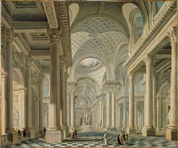 Interior of the Madeleine church after the project of Contant d'Ivry, c1763. Creator: Pierre-Antoine Demachy