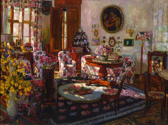 Framed Print : Interior in the Manor House Brasovo, 1912. Artist: Stanislav Julianovic Zukovskij Framed Print : Interior in the Manor House Brasovo, 1912. Artist: Stanislav Julianovic Zukovskij