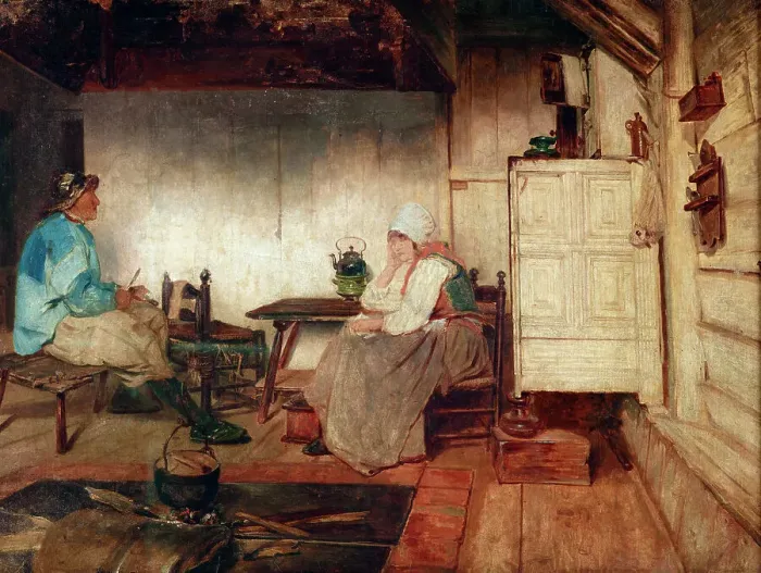 Framed Print : Interior of a Marken fisherman's cottage, c1871. Creator: Petrus van der Velden Framed Print : Interior of a Marken fisherman's cottage, c1871. Creator: Petrus van der Velden