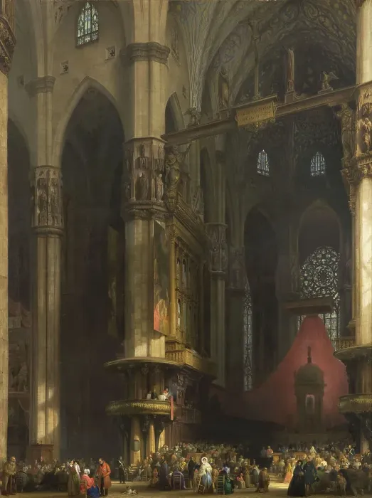 Framed Print : Interior of the Milan Cathedral, 1840. Creator: Bisi, Luigi (1814-1886) Framed Print : Interior of the Milan Cathedral, 1840. Creator: Bisi, Luigi (1814-1886)