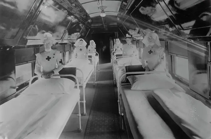 Framed Print : Interior Military Hospital car, C.P.R.'Y, 1917. Creator: Bain News Service Framed Print : Interior Military Hospital car, C.P.R.'Y, 1917. Creator: Bain News Service
