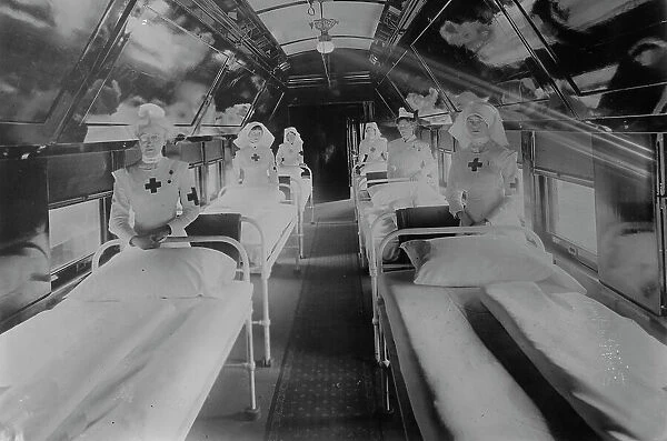 Interior Military Hospital car, C.P.R.'Y, 1917. Creator: Bain News Service