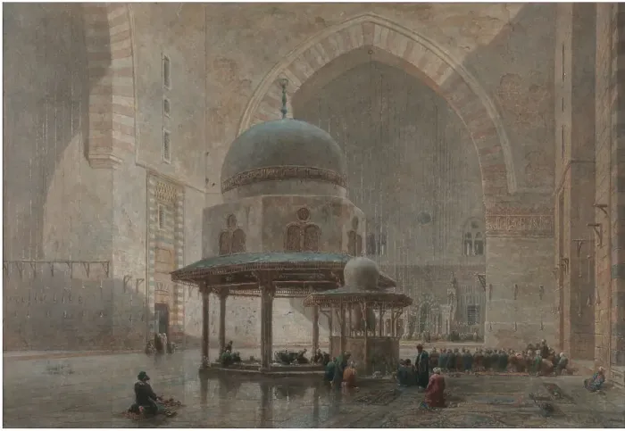 Framed Print : Interior of the Mosque-Madrassa of Sultan Hassan in Cairo. Artist: Goodall, Edward (1795-1870) Framed Print : Interior of the Mosque-Madrassa of Sultan Hassan in Cairo. Artist: Goodall, Edward (1795-1870)