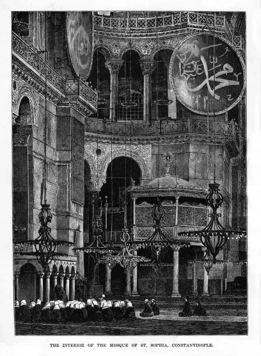 Framed Print : The Interior of the Mosque of Santa Sophia, Constantinople, Turkey, 19th century Framed Print : The Interior of the Mosque of Santa Sophia, Constantinople, Turkey, 19th century
