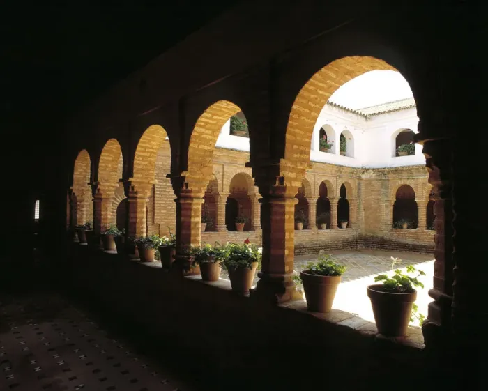 Framed Print : Interior of the Mudejar cloister in the monastery of La Rabida Framed Print : Interior of the Mudejar cloister in the monastery of La Rabida
