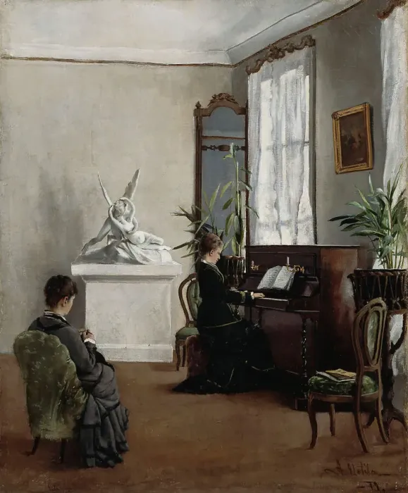 Framed Print : Interior from a Musical Home, 1879. Creator: Aukusti Uotila Framed Print : Interior from a Musical Home, 1879. Creator: Aukusti Uotila