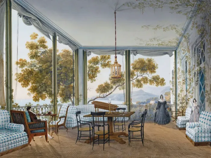 Framed Print : Interior in the Naryshkin Palace of Miskhor, 1841-1842. Creator: Bossoli Framed Print : Interior in the Naryshkin Palace of Miskhor, 1841-1842. Creator: Bossoli