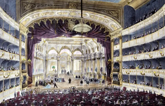 Framed Print : Interior of the National Opera Theatre of Madrid, built on the site occupied by
