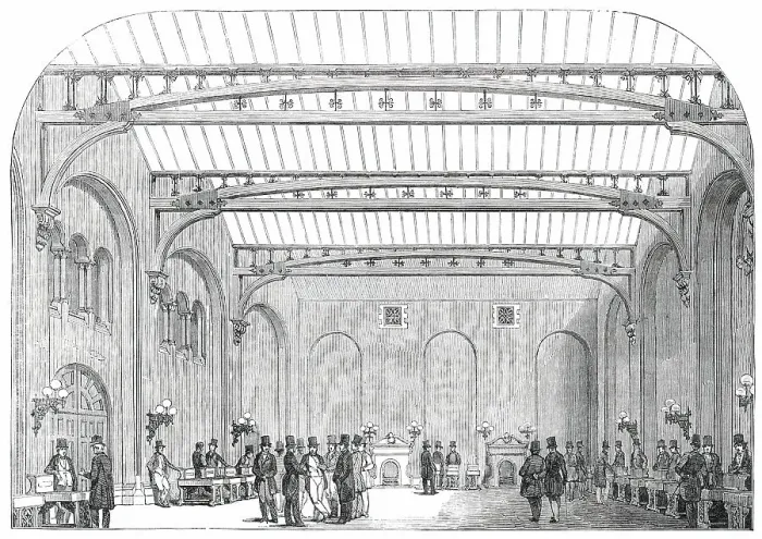 Framed Print : Interior of the New Corn Exchange, Nottingham, 1850. Creator: Unknown Framed Print : Interior of the New Corn Exchange, Nottingham, 1850. Creator: Unknown