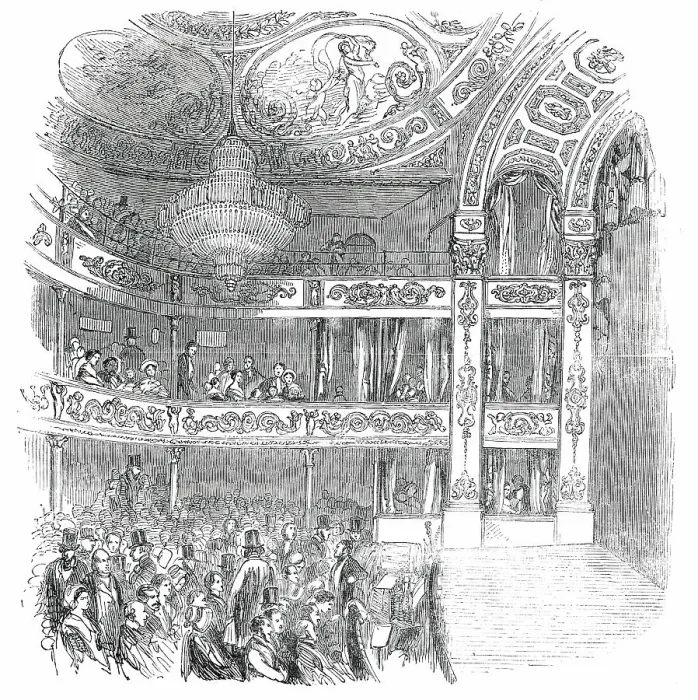 Framed Print : Interior of the New Olympic Theatre, Strand, 1850. Creator: Unknown Framed Print : Interior of the New Olympic Theatre, Strand, 1850. Creator: Unknown