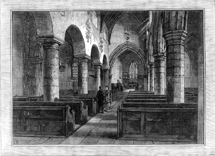 Framed Print : Interior of Newburn Church, where George Stephenson was married, 1881. Creator: Unknown