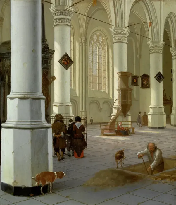 Framed Print : Interior of the Nieuwe Kerk, new Church, in Delft, c1640-1670. Creator: Hendrik Cornelisz. van Vliet Framed Print : Interior of the Nieuwe Kerk, new Church, in Delft, c1640-1670. Creator: Hendrik Cornelisz. van Vliet