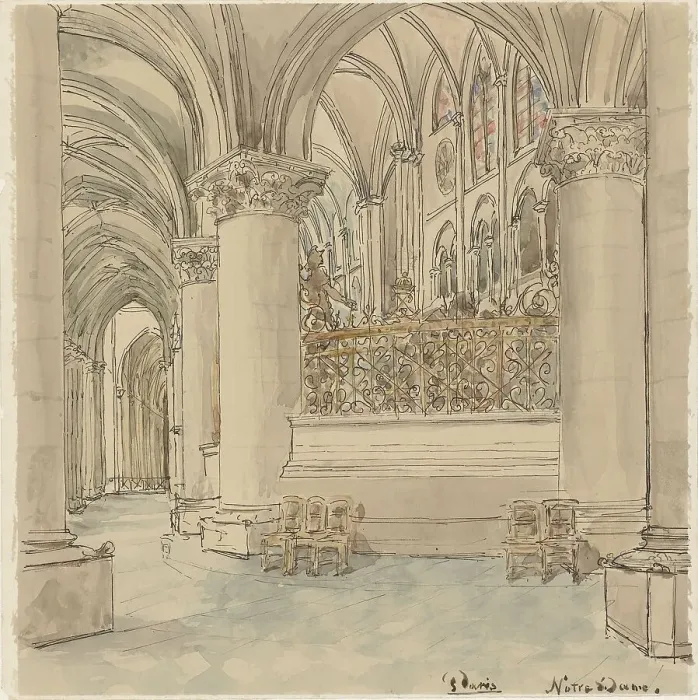 Framed Print : Interior of Notre-Dame in Paris, 1872-1904. Creator: Wilhelm Cornelis Bauer Framed Print : Interior of Notre-Dame in Paris, 1872-1904. Creator: Wilhelm Cornelis Bauer
