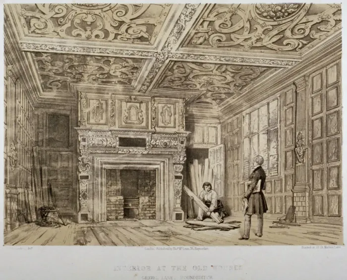 Framed Print : Interior of the Old House, Gravel Lane, City of London, 1840 Framed Print : Interior of the Old House, Gravel Lane, City of London, 1840