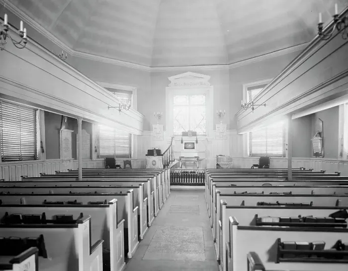 Framed Print : Interior, Old Swede's [Gloria Dei] Church, Philadelphia, Pa. c1908. Creator: Unknown