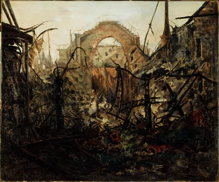 Framed Print : Interior of the Opera-Comique, after the fire of May 15, 1887. Creator: Jean-Louis Talagrand