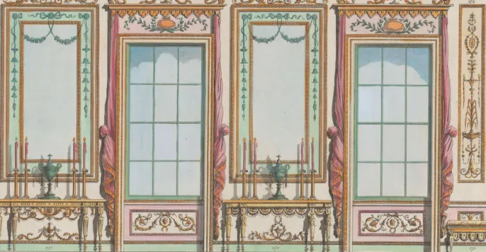 Framed Print : Interior Ornamented Wall with Windows and Pier-Glasses, nos. 267-273 Framed Print : Interior Ornamented Wall with Windows and Pier-Glasses, nos. 267-273