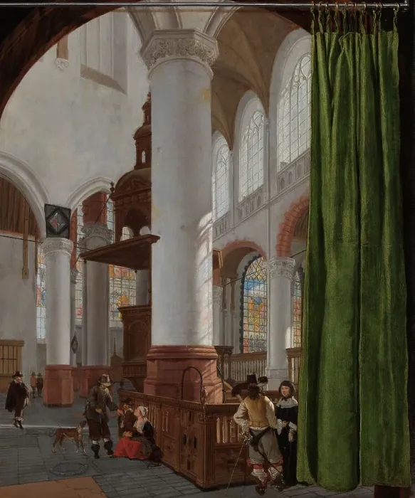 Framed Print : Interior of the Oude Kerk in Delft, 1654. Creator: Gerard Houckgeest Framed Print : Interior of the Oude Kerk in Delft, 1654. Creator: Gerard Houckgeest