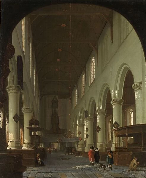 Interior of the Oude Kerk in Delft from the Choir toward the Portal, 1660-1690. Creator: Cornelis de Man