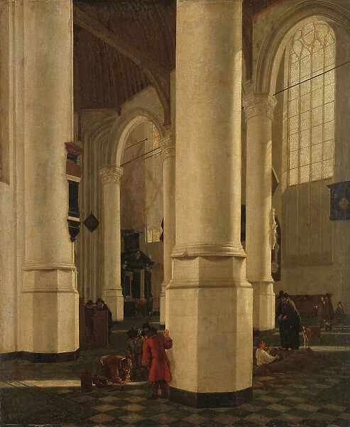 Interior of the Oude Kerk in Delft, with the Tomb of Vice-Admiral Pieter Pietersz Heijn, c.1650. Creator: Gerard Houckgeest